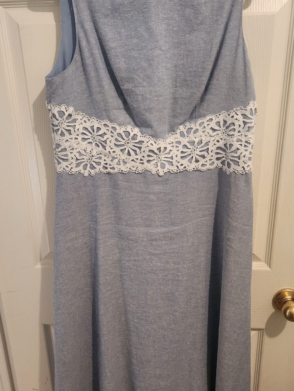 Anne Klein Linen Blend Lace Trimmed ALine Midi - Picture 3 of 6